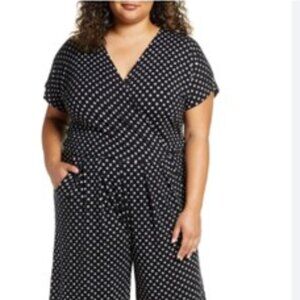 Ann Taylor Black Jumpsuit with White polka dots size xl